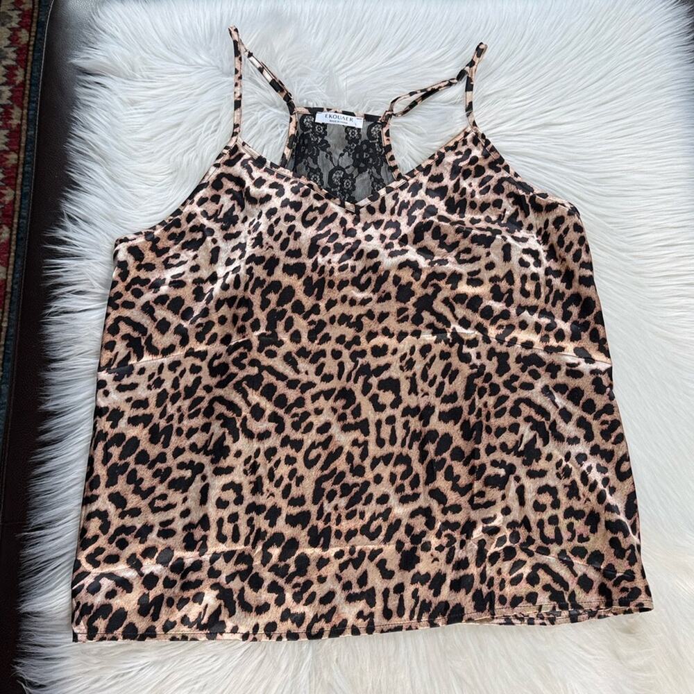 Leopard Print Satin PJ Cami Shorts Set - Picture 3 of 7